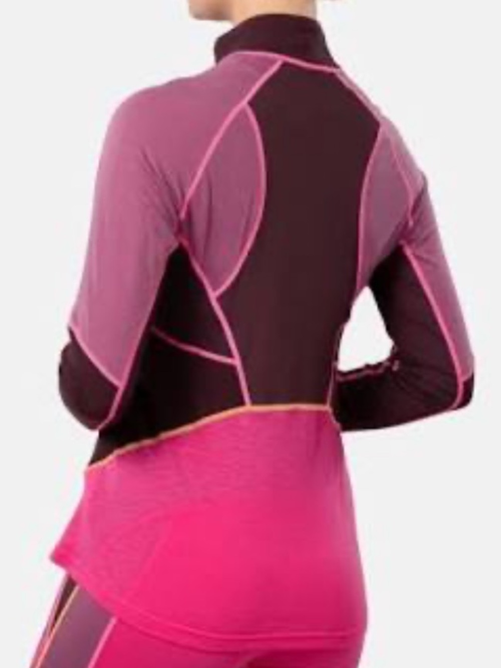 Kari Traa Alma Half Zip Berry Hot Pink Brown Merino Wool Blend Large - Picture 2 of 8